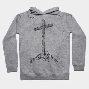 Wooden cross on a hill Hoodie